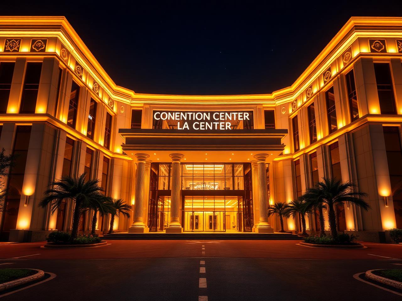Illuminated premium entrance at night
