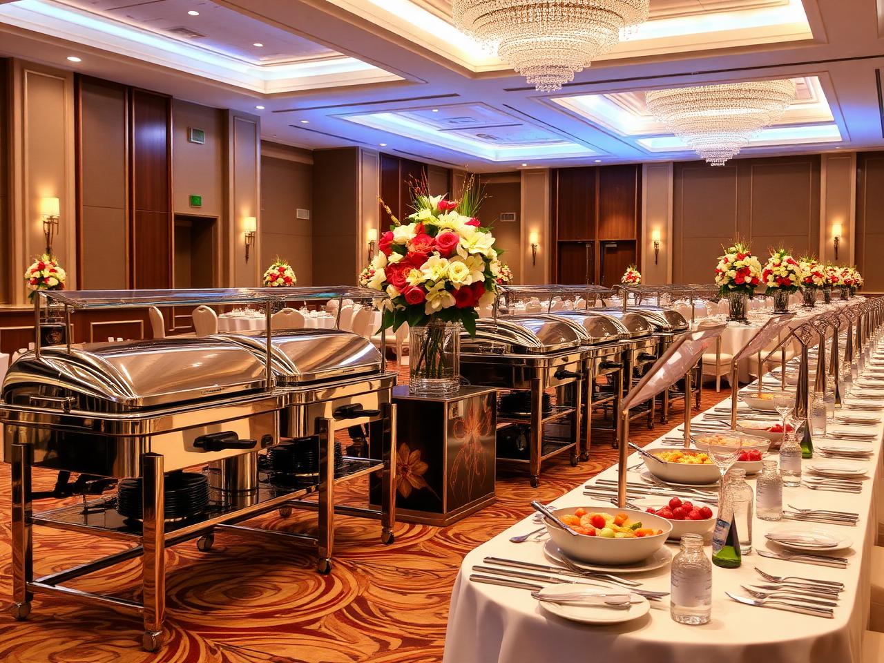 Luxury buffet and dining setup