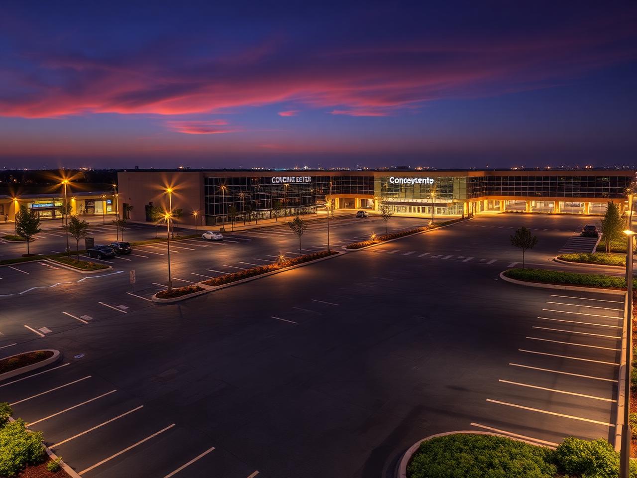 Large illuminated parking area